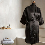 Κιμονό-Ρόμπα Σατέν ΟΝΕ SIZE Black